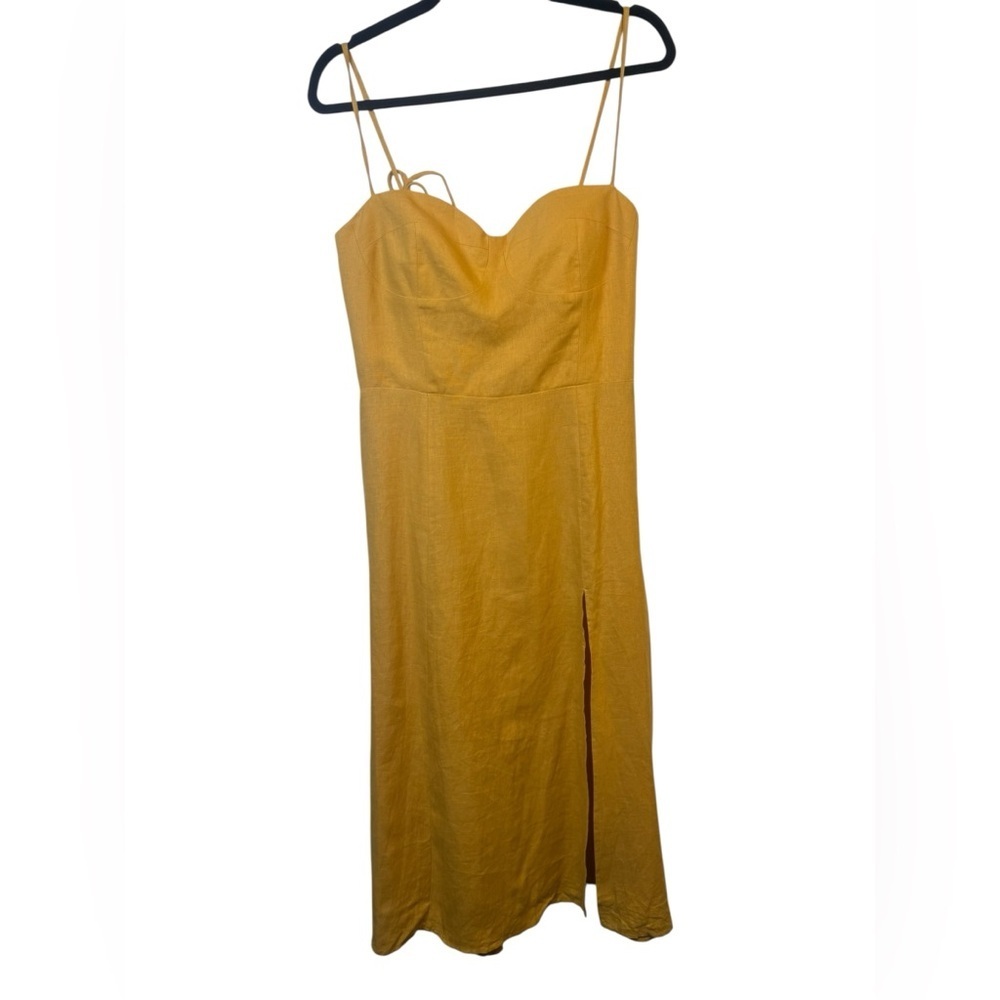REFORMATION Nebraska Linen Midi Dress Ochre Size 10 NWT